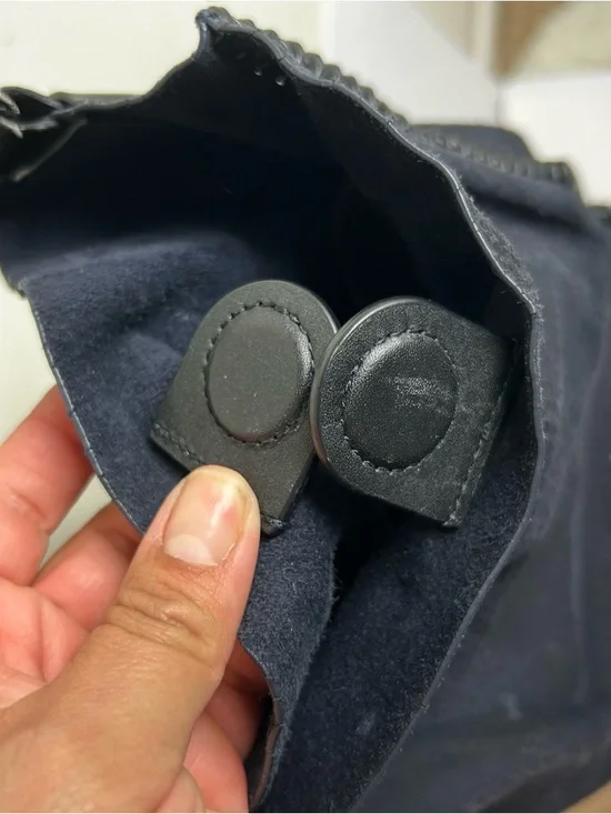 ALL SAINTS Leather suede purse pearl mini hobo bag dark blue - Picture 10 of 16